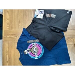 Hurley Boys Shirt and Shorts Set XL (14/16)‎ NWT Matching Outfit Blue Black